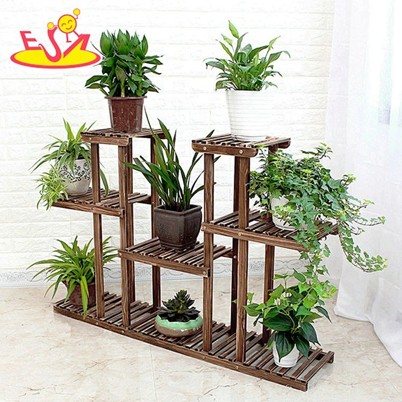New arrival decorative 3 tiers brown wooden pot stand for plants W08H112