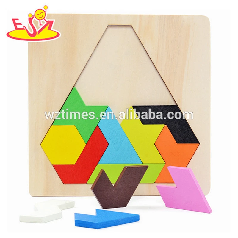 2018 Wholesale high quality wooden triangle puzzle for kids education W14A167