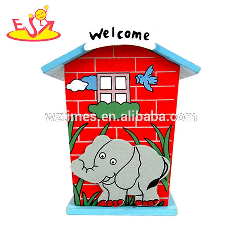 wholesale top quality baby wooden money box cute children wooden money box W02A027