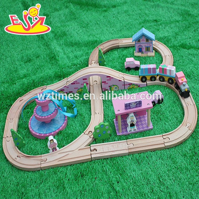 wholesale kids railway wooden train set for sale W04C065