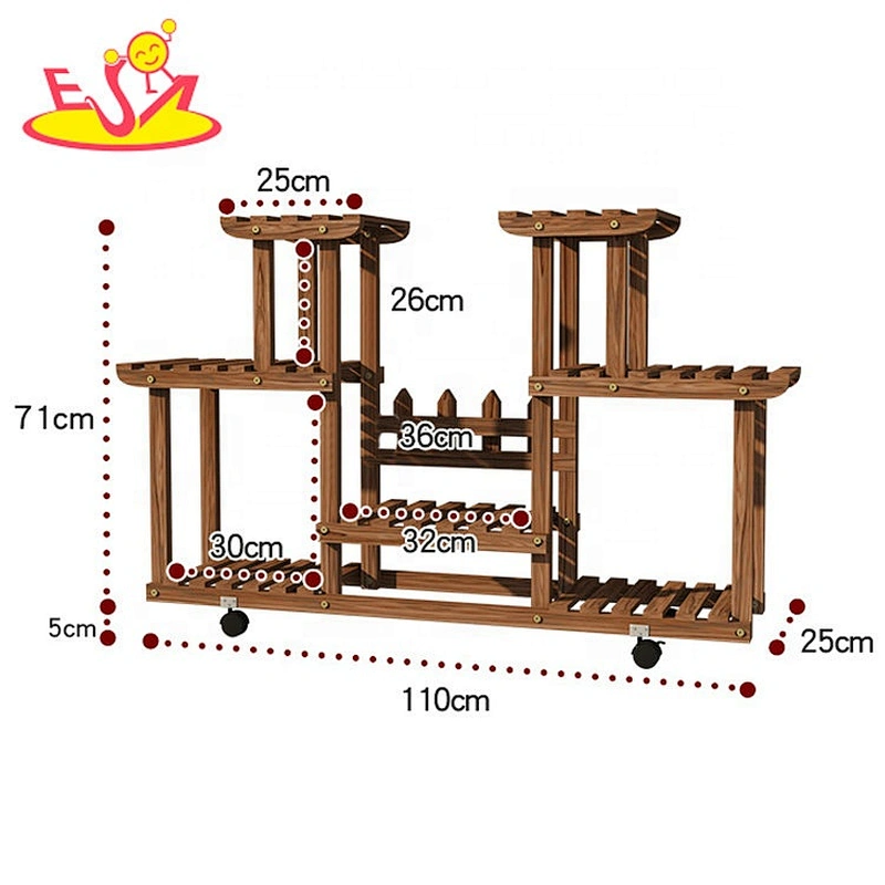 Custom white wooden movable outdoor plant shelves and racks W08H118C