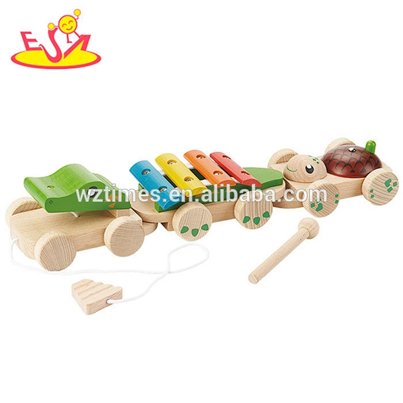 2018 wholesale kids wooden pull animal toy best children wooden pull animal toy W05B121