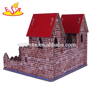 wholesale high quality baby wooden castle toy hot sale kids wooden castle toy W06A125