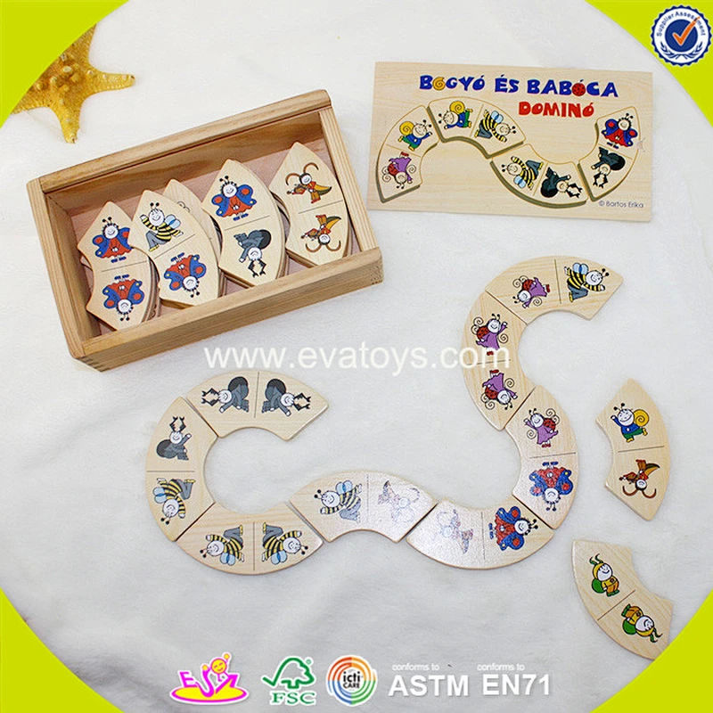 Wholesale fashionable kids wooden domino toy with oem W15A055