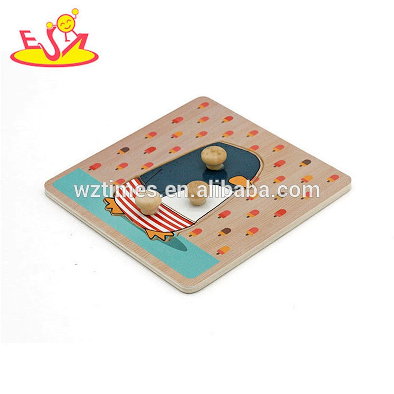 Wholesale lovely kindergarten toy wooden animal shape peg puzzle toy for kids W14M104