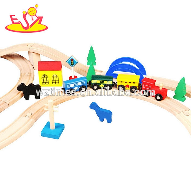 2018 wholesale baby wooden train toy tracks 39 pieces wooden train toy tracks W04C055