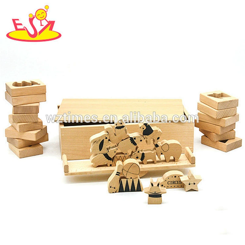 Neues Design für Kinder Zirkustiere Holzblockspiel für Bildung W11F077