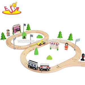 Wholesale diy assemble children wooden railway set for sale W04C079