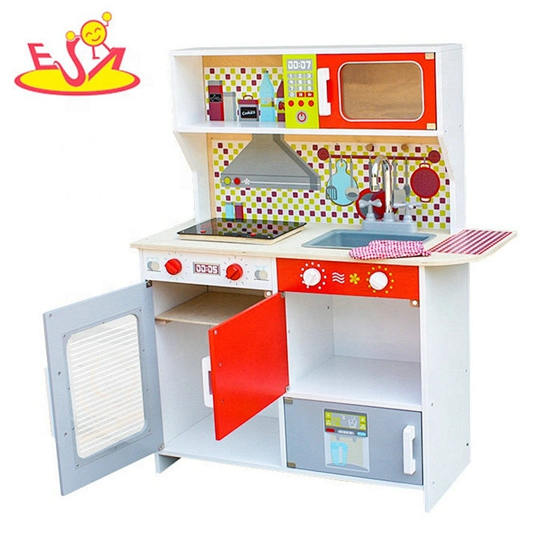 2019 New arrival big pretend play set wooden kitchen toy for children W10C386B