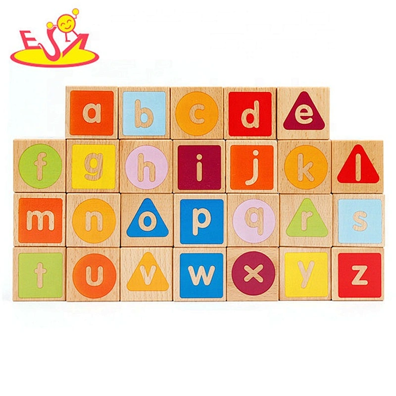 Wholesale 26 pcs early learning wooden alphabet puzzle blocks toy for children W13A138