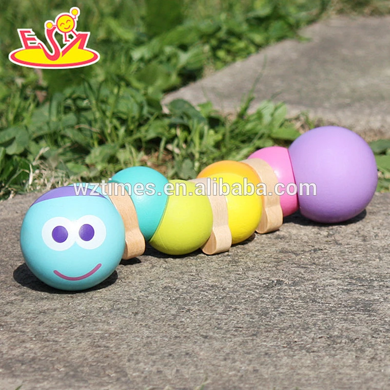 2018 Wholesale wooden caterpillar toy baby wooden caterpillar toy children wooden caterpillar toy W01B034
