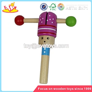 Wholesale popular wooden kids animal baby rattle toy cheap baby animal baby rattle sound toy W08K004