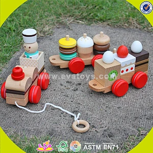 wholesale educational wooden pull train toy for baby W05B089