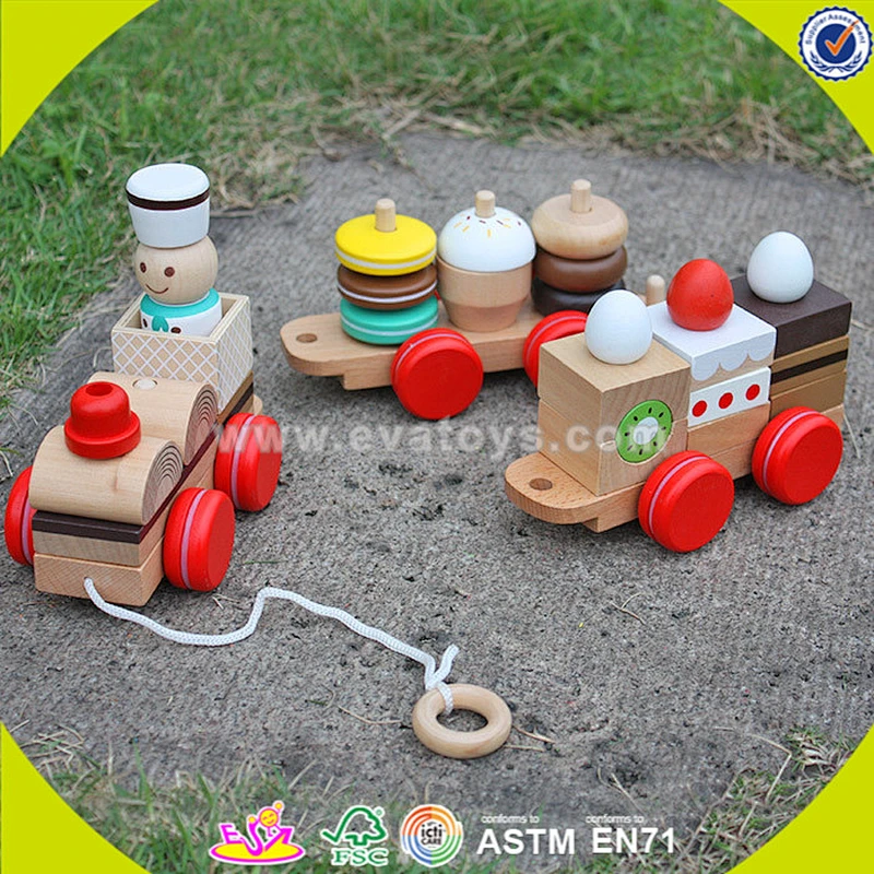 wholesale educational wooden pull train toy for baby W05B089