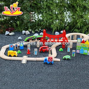 wholesale most popular kids wooden model railway for sale as holiday gift W04C045