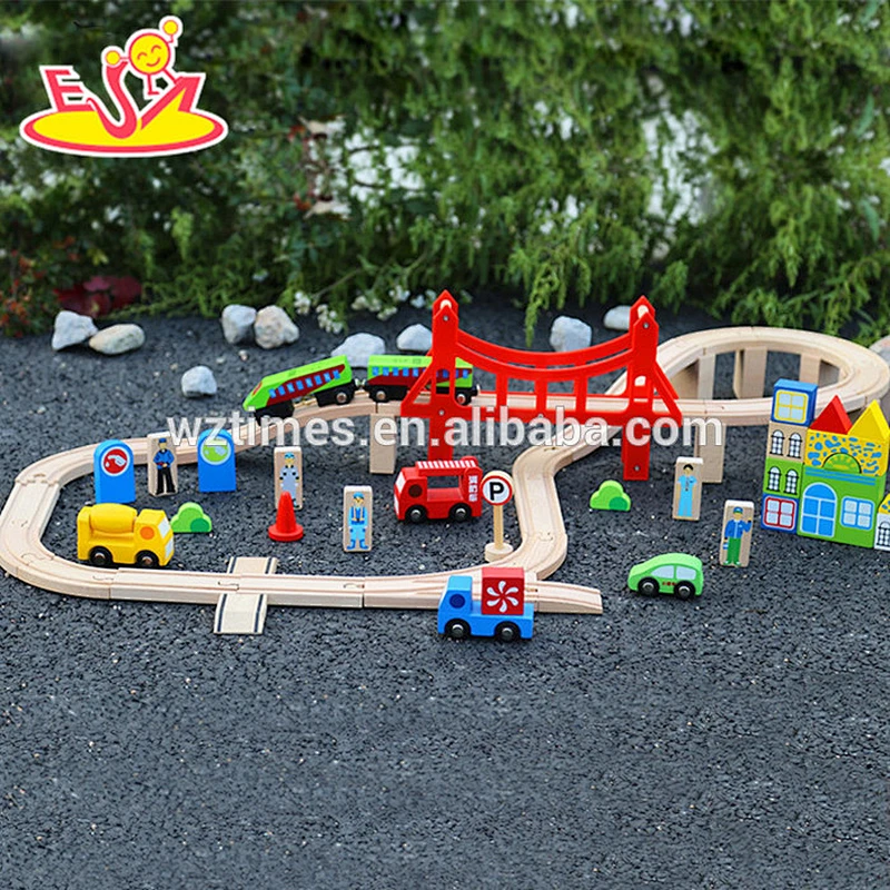 wholesale most popular kids wooden model railway for sale as holiday gift W04C045