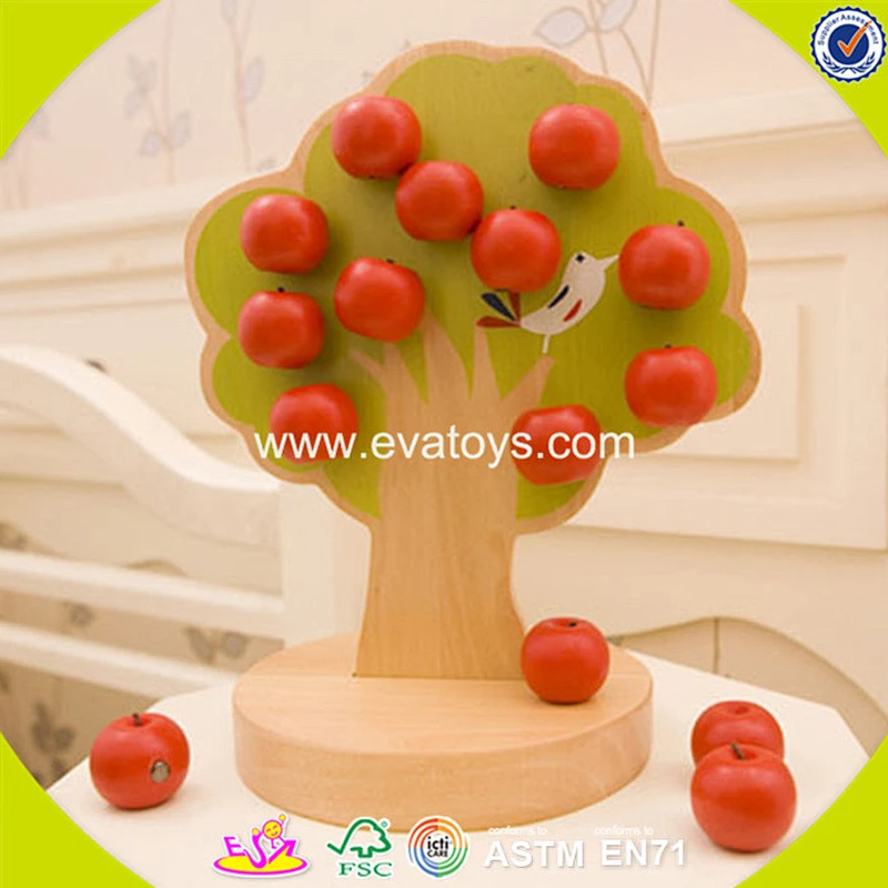 2018 wholesale apple tree wooden magnetic toy for kids W01A091