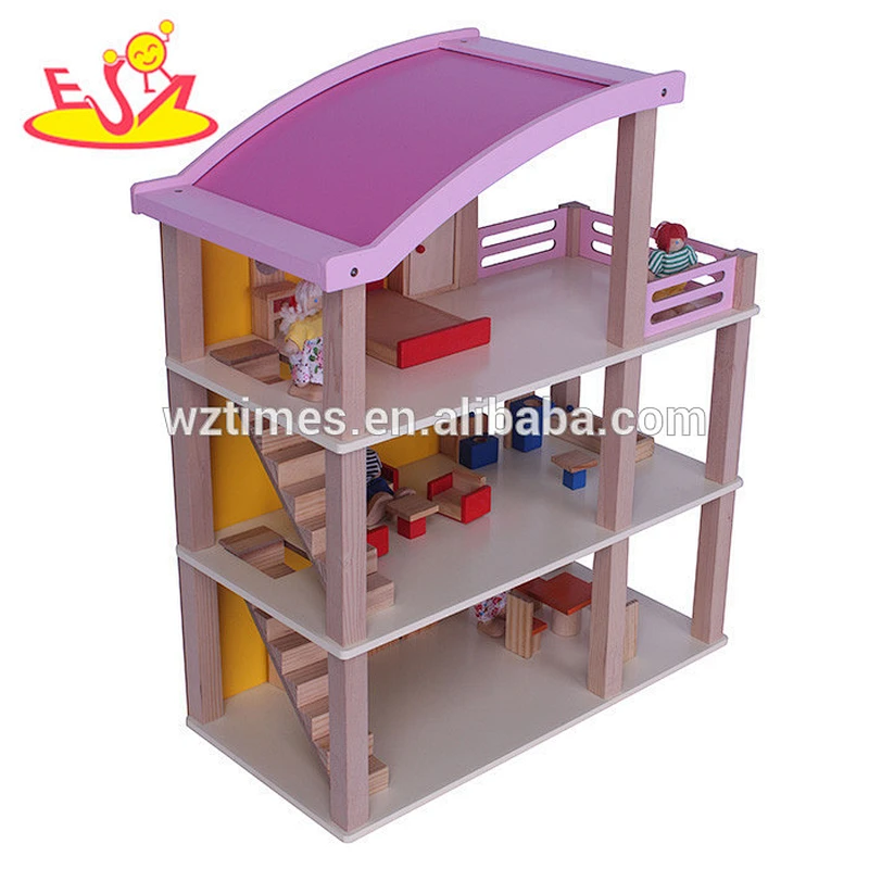wholesale top fashion baby wooden doll house most popular children wooden doll house W06A128