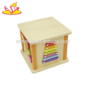 Wholesale funny shape sorter and xylophone toy wooden activity cube for kids W11B181