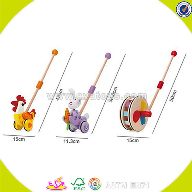 newest baby wooden animal pull toy cheap kids wooden animal pull toy W05A011