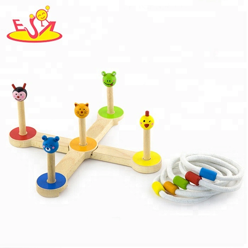 Wholesale outdoor garden game baby wooden ring toss toy funny kids wooden ring toss game W01A007