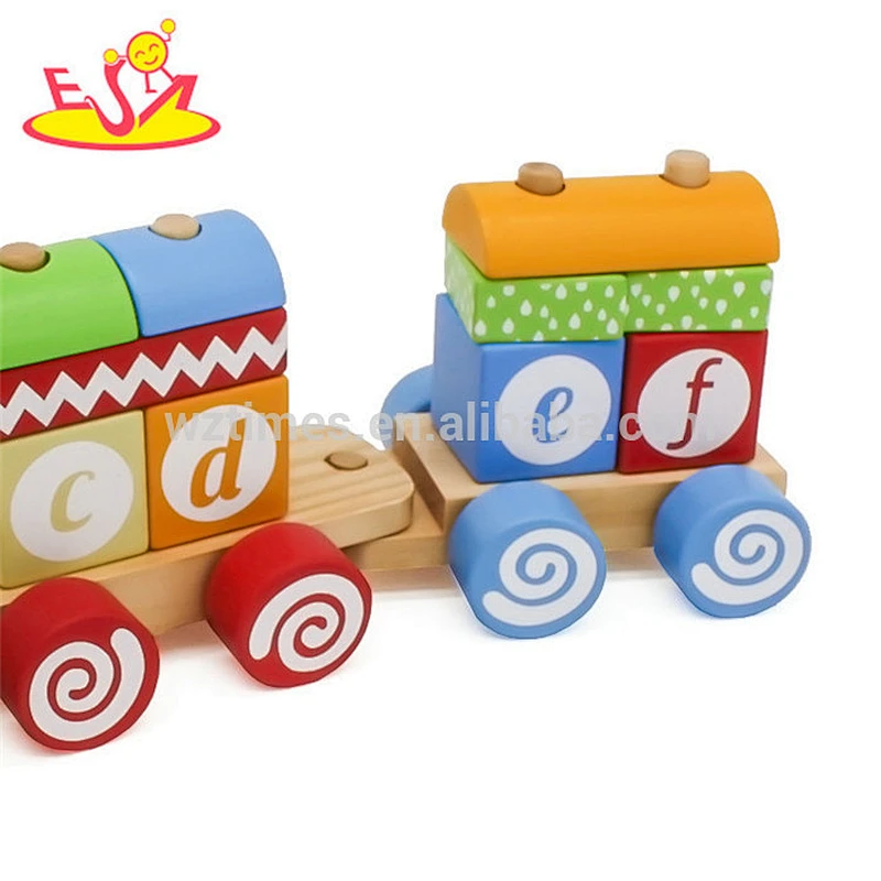 Top fashion educational kids wooden letter train toy with high quality W04A393