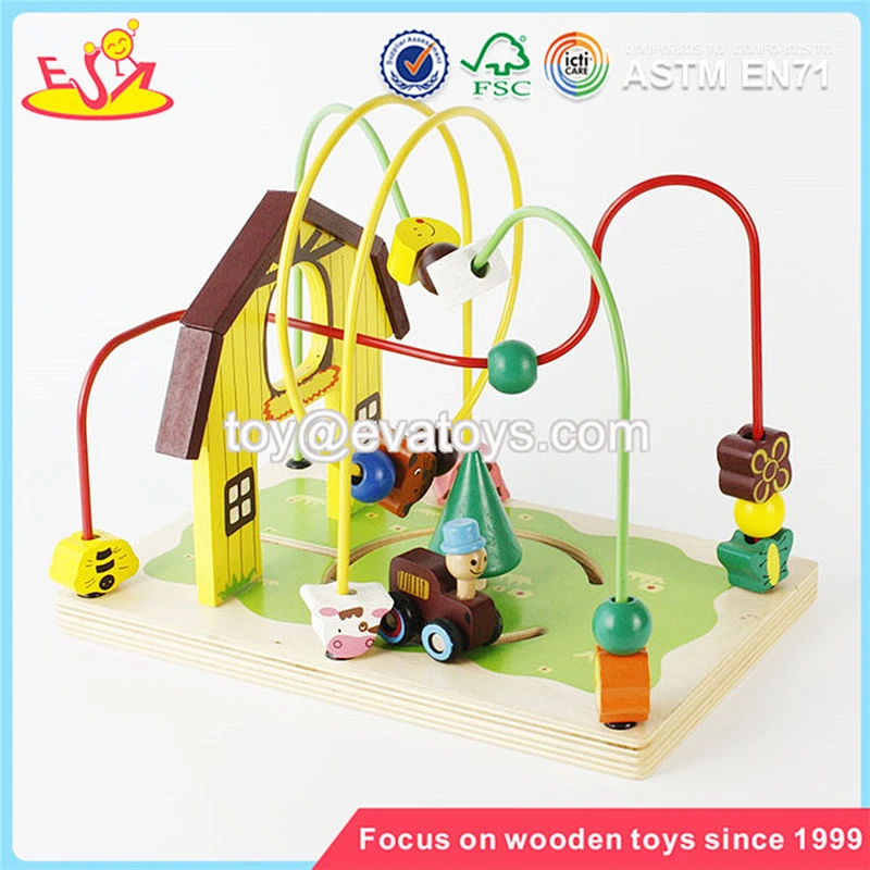 wholesale cheap toddlers wooden bead maze toy high quality games wooden kids bead maze toy W11B141