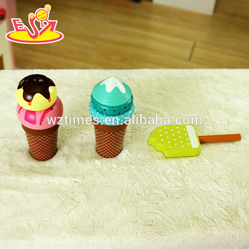 2018 wholesale baby wooden ice cream toy DIY kids wooden ice cream toy role play kids wooden ice cream toy W10B170