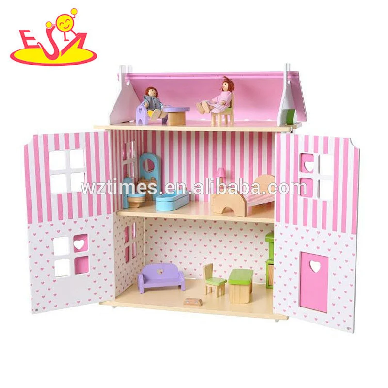 Casa de muñecas en miniatura de madera con muebles de simulación para niños W06A253