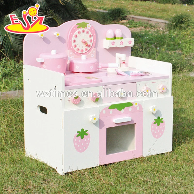 2018 New Design wooden pink kitchen toy baby wooden pink kitchen toy children wooden pink kitchen toy W10C148