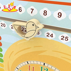 2019 New design baby wooden teaching time clock for education W09F017