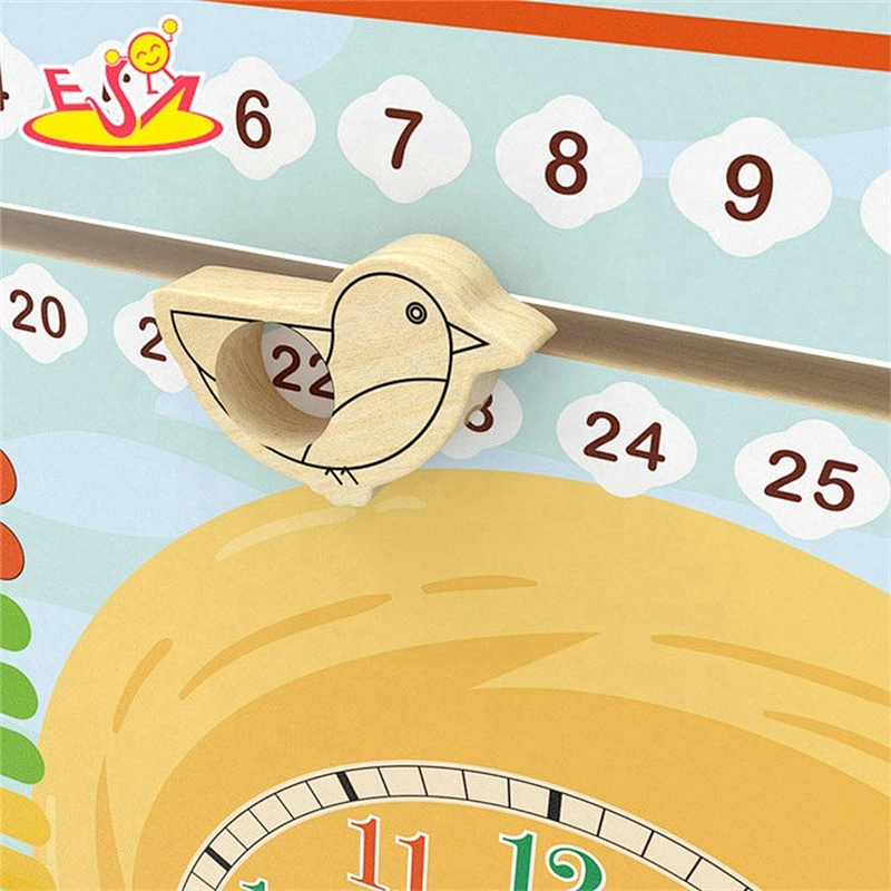 2019 New design baby wooden teaching time clock for education W09F017