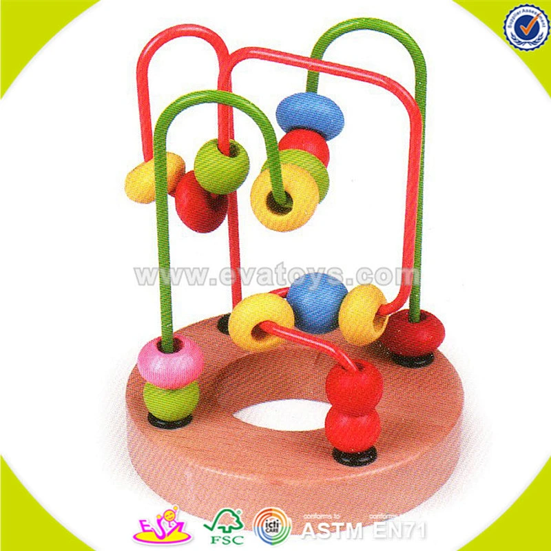 high quality colorful wooden string beads toys for children W11B068