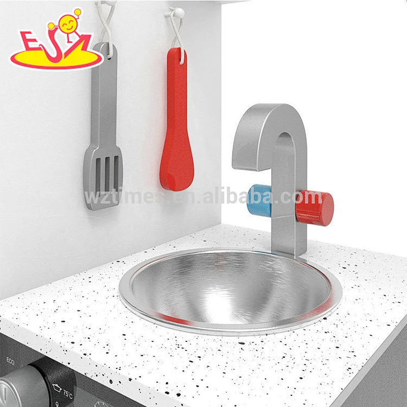 Juego de cocina grande de madera para niños con accesorios W10C357