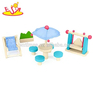 Venta al por mayor de niños hermosos de madera 8 PCS casa de muñecas muebles W06B067