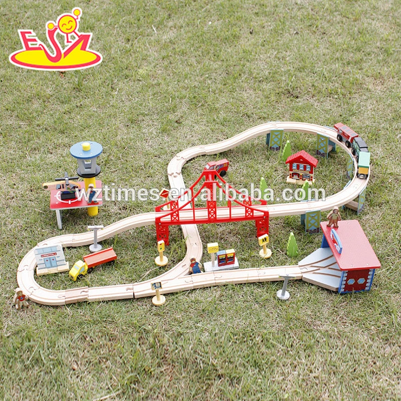 2018 hot sale children wooden rail cars game toy W04C054
