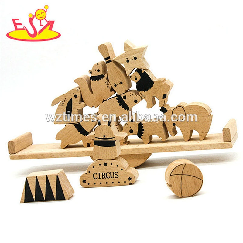 Neues Design für Kinder Zirkustiere Holzblockspiel für Bildung W11F077