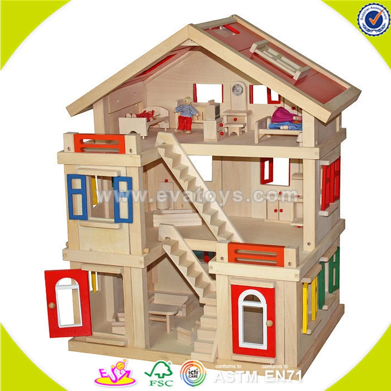wholesale beautiful toddler wooden dollhouse toy , top quality toddler wooden dollhouse toy, cute wooden dollhouse toy W06A103