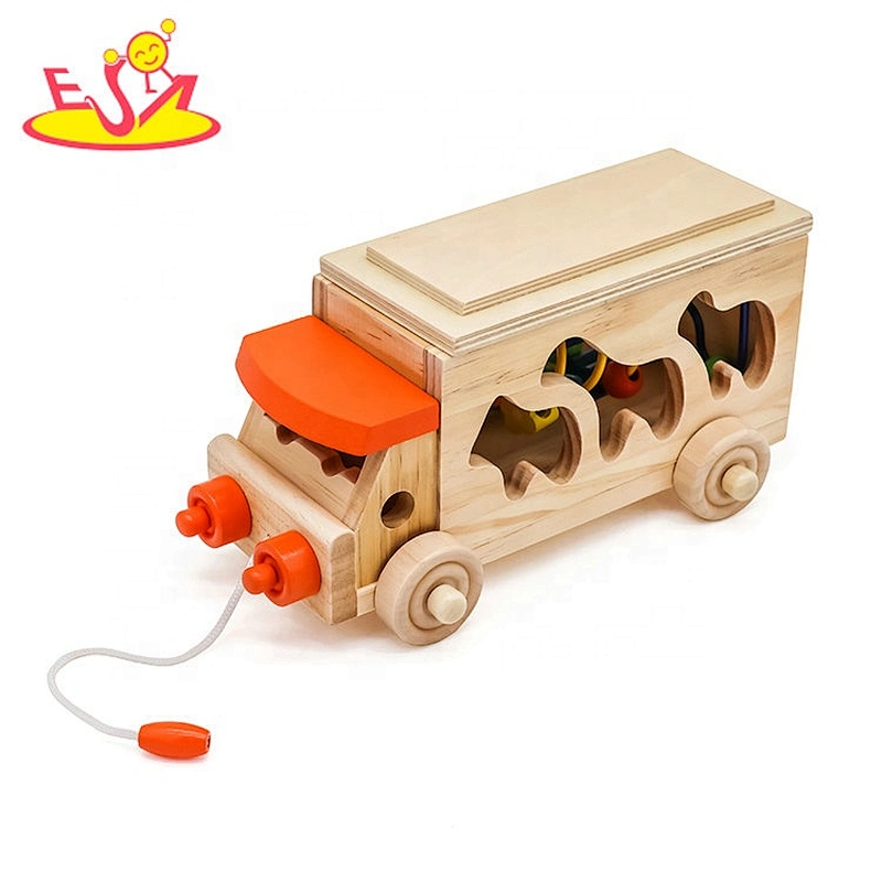 2019 Top sale kids educational wooden toy truck for wholesale W05B074