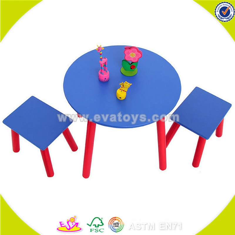 Wholesale blue wooden table and 2 chairs for children,cheap table and 2 chairs,top quality wooden table and 2 chairs W08G137