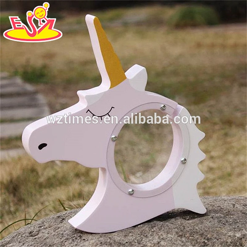 New design unicorn shape personalised wooden money box for children W02A257