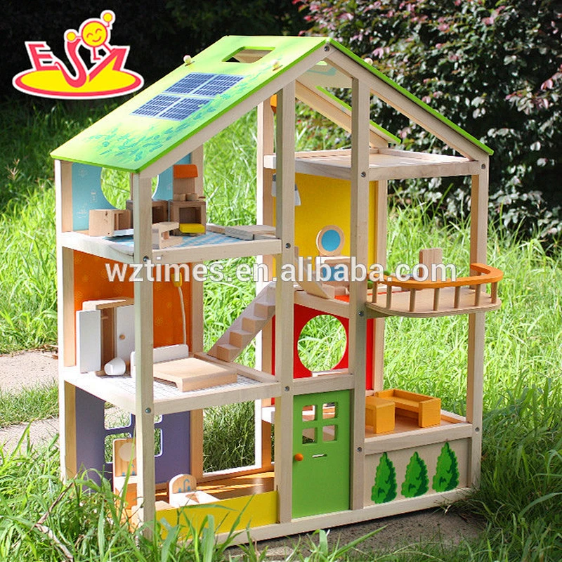 2018 Neues Design aus Holz große Puppenhaus Kinder aus Holz großes Puppenhaus einzigartiges Holz großes Puppenhaus W06A158