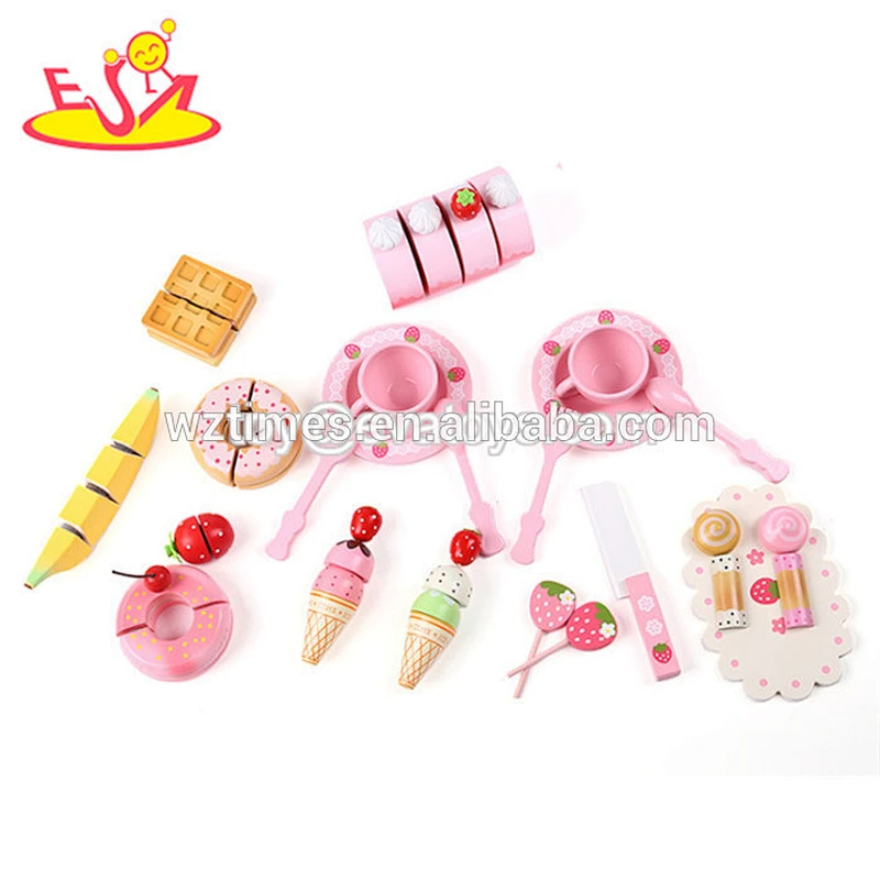 2018 Wholesale porcelain ice cream model toys wooden kids pretend play toy with CE W10B221