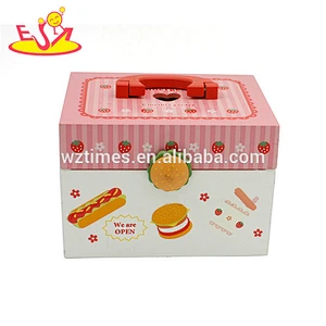 Hölzernes Hamburger des Spielzeugs heißes interessantes Schnellimbissthema für Kinder W10B075