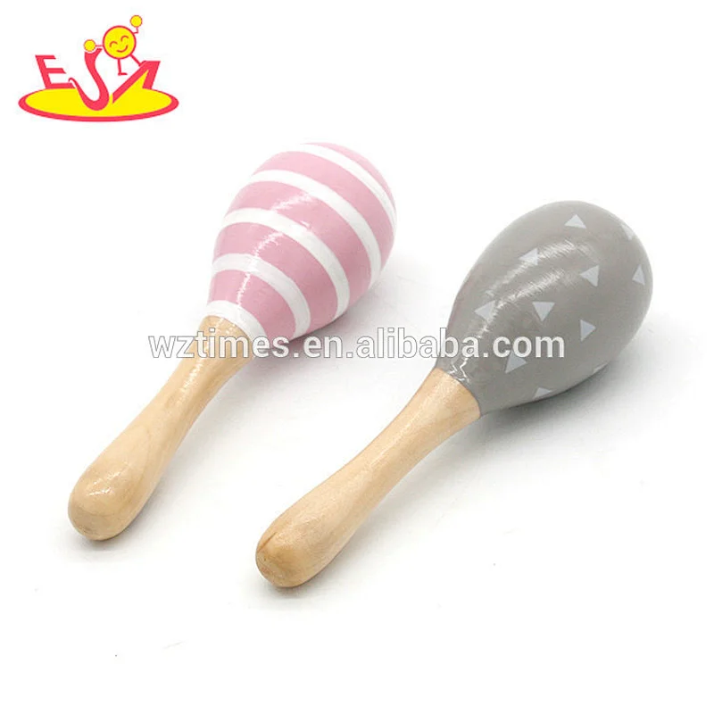 2018 Wholesale classical kids percussion toy small wooden maracas for girls W07I127