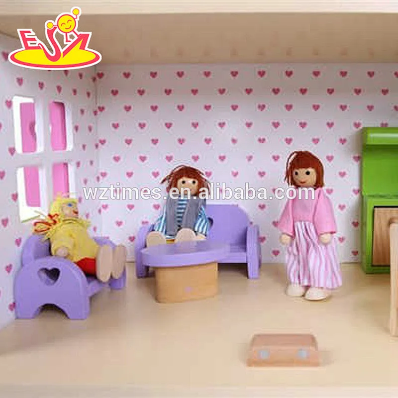 Casa de muñecas en miniatura de madera con muebles de simulación para niños W06A253
