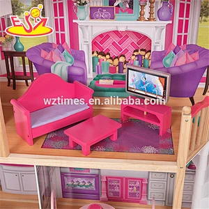 Hölzernes Puppenhausspielzeug des Großhandelskind 3 hölzerne Puppenhausspielzeug W06A227