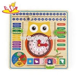 New arrival kids educational wooden calendar with Clock, Season, Weather, Days, And Months Board W09F019