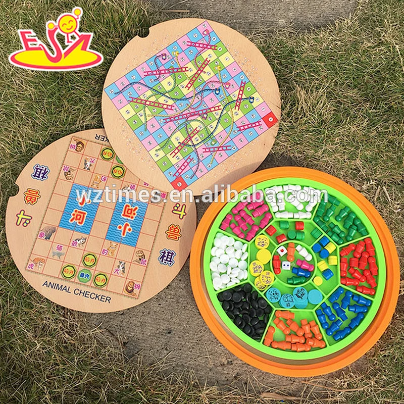 Wholesale interesting full set five types 5 in 1 wooden board chess game toy W11A044