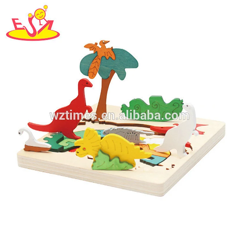 New hottest multi color 3d zoo jigsaw wooden animal puzzle for children W14C250